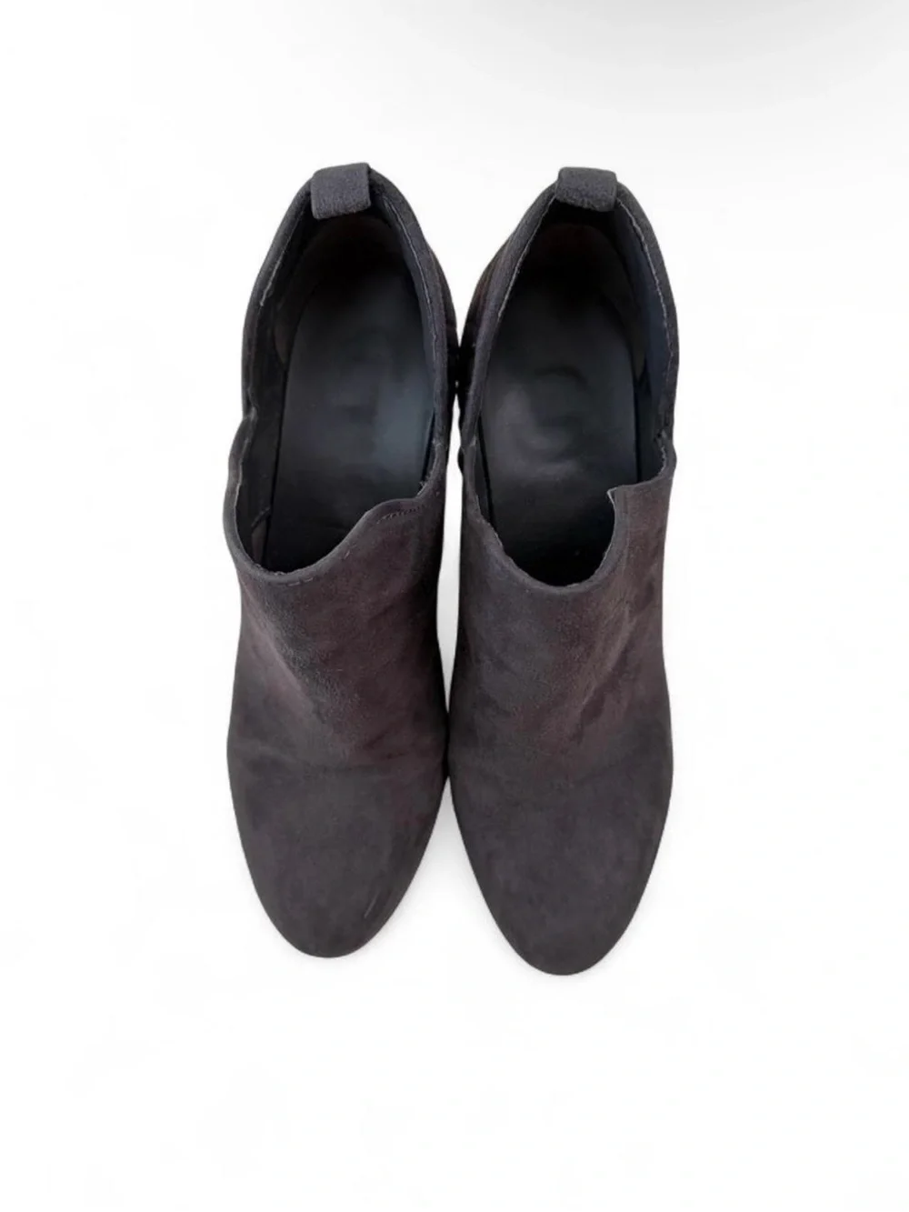 Carlos by Carlos Santana Charcoal Suede Cutout Ankle Booties with Stacked Heel